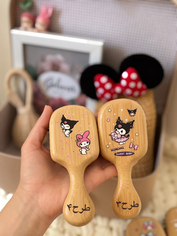 برس چوبی بامبو طرحدار🐡